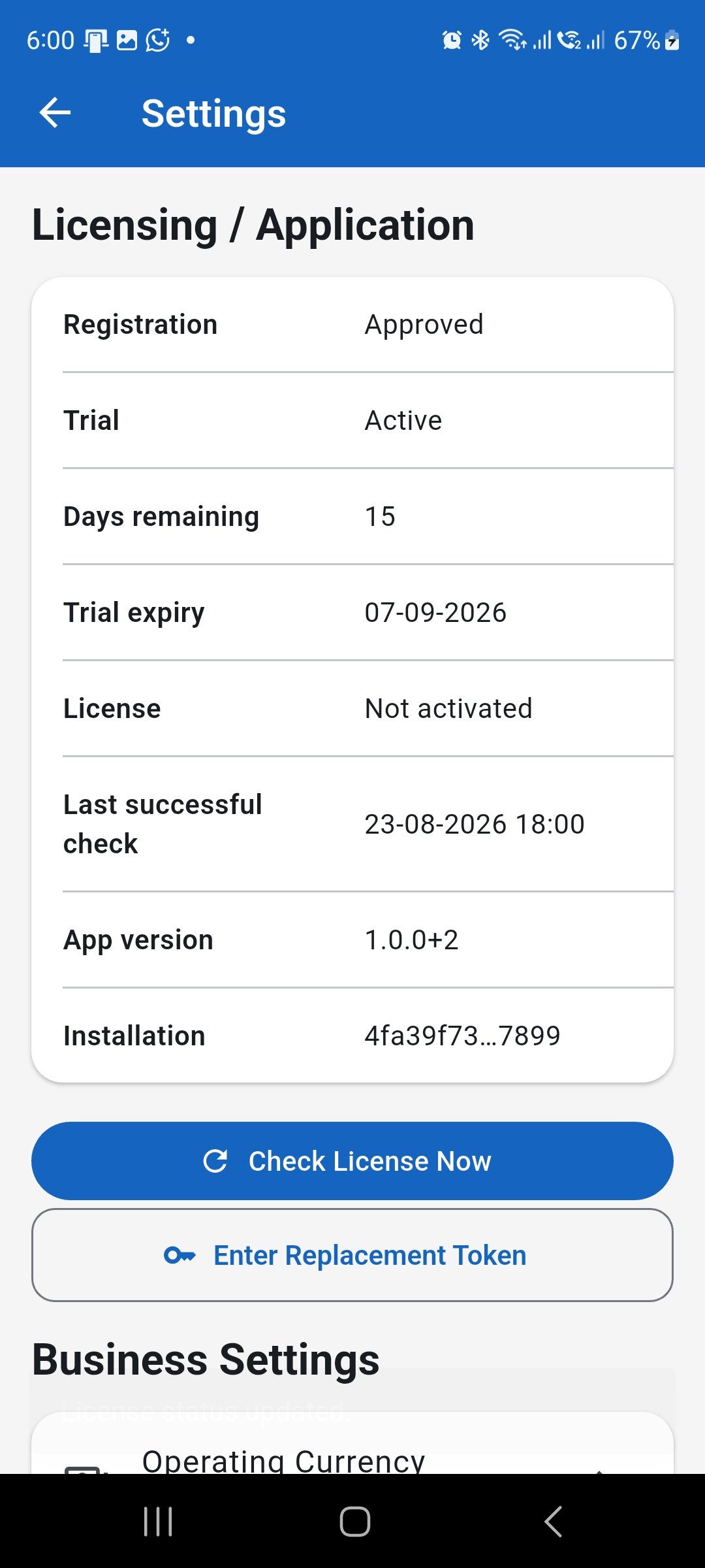 WorkLedger registration approved while the trial remains active